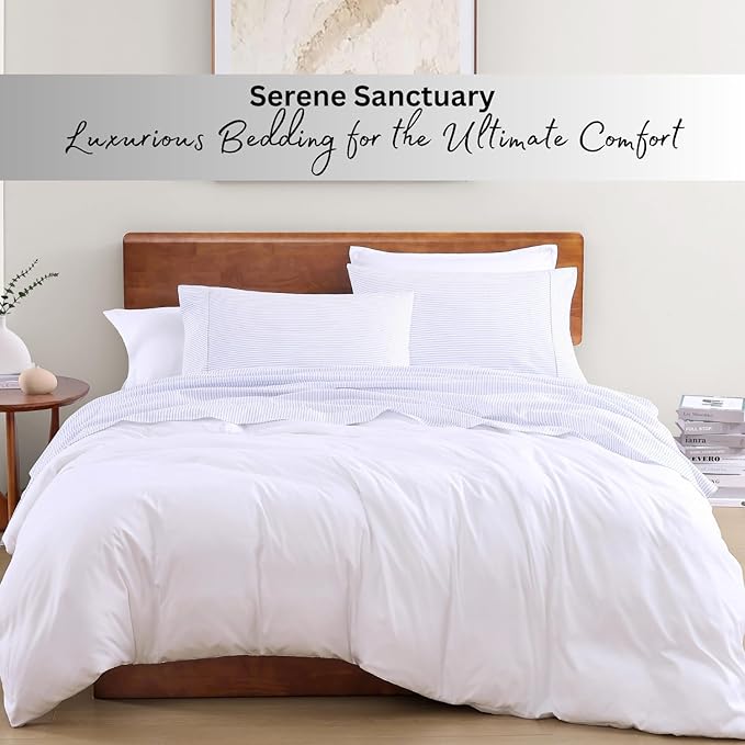 LANE LINEN Eco Friendly 100% Organic Cotton King Bed Sheets Set, Printed Modern Cotton Sheets, Soft & Comfy Low Pill Fade Resistance Fully Elasticized King Size Bed Set 15" deep Pockets