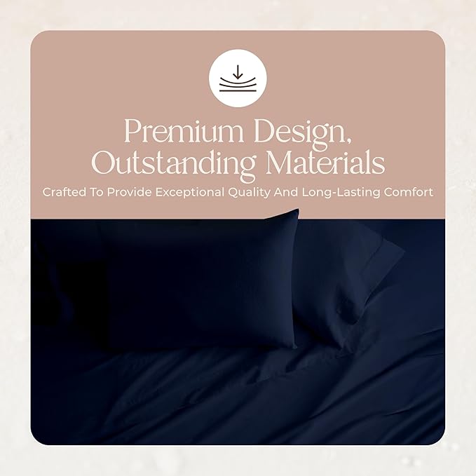 100% Organic Flannel Sheets King Size - GOTS Certified 100% Cotton Flannel Sheets Set with Comfortable Soft Brushed Finish & Deep Pocket - 1 Flat 1 Fitted & 2 Pillowcases (Navy, King)
