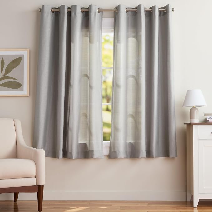 Exclusive Home Loha Linen Grommet Top Curtain Panel Pair, 54"x63", Dove Grey
