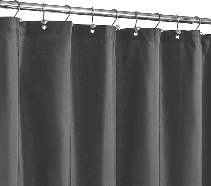 N&Y HOME Fabric Shower Curtain or Liner with Magnets Dark Charcoal Grey - Hotel Quality, Machine Washable, Water Repellent - Graphite Gray, 72x72