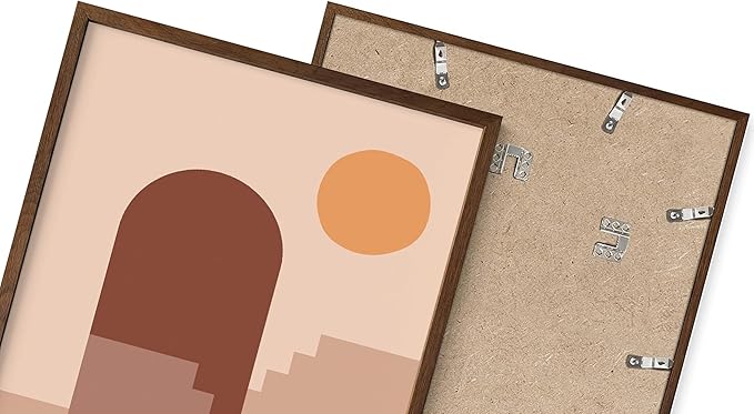 Abstract Architecture Wall Art Archway Stairs Sun Geometric Shapes Earth Tones Terracotta Mid Century Modern 12x16 Inch Oak Wood Walnut Framed Minimalist Boho Office Decor