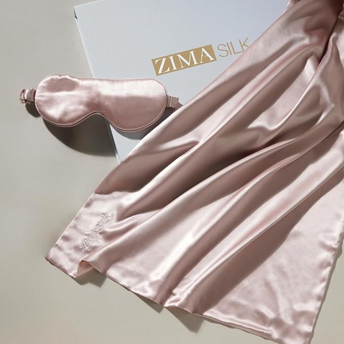 ZIMASILK 22 Momme Silk Pillowcase for Hair and Skin - 100% Pure Mulberry Silk with Hidden Zipper, Grade 6A Luxury Pillow Case, Gift Box, Comes with Pillowcase Mask (Queen 20"x30", Dusty Pink)