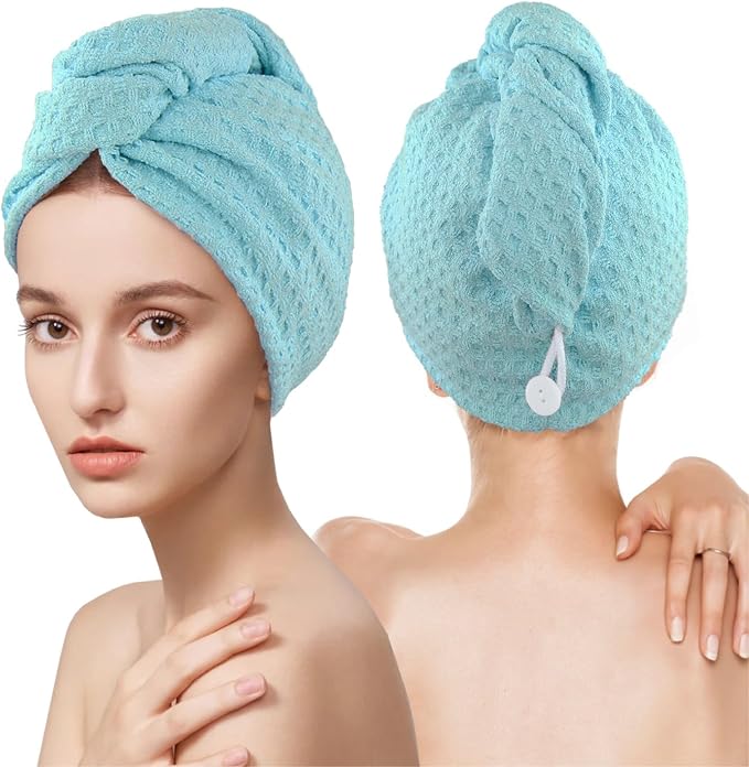 MaopaoBeauty Microfiber Hair Towel 2 Packs Hair Towel Wrap for Women Hair Drying Towel Wrap Hair Accessories for Women Girls(2Packs Green,10.6x27.5inch)