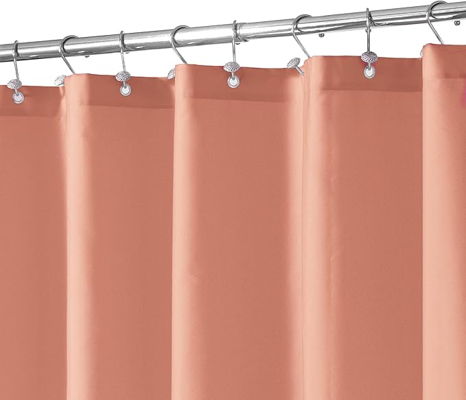 N&Y HOME Fabric Shower Curtain or Liner with Magnets - Hotel Quality, Machine Washable, Water Repellent - Coral, 72x72