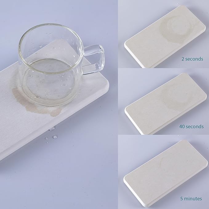 NiuYichee 2 Pcs Water Absorbing Stone Trays, Kitchen/Bathroom Sink Soap Dish, Diatomite Tray Used for Hand Soap & Cosmetic Bottles in The Modern Home, 3.15" W x 6.3" L, White