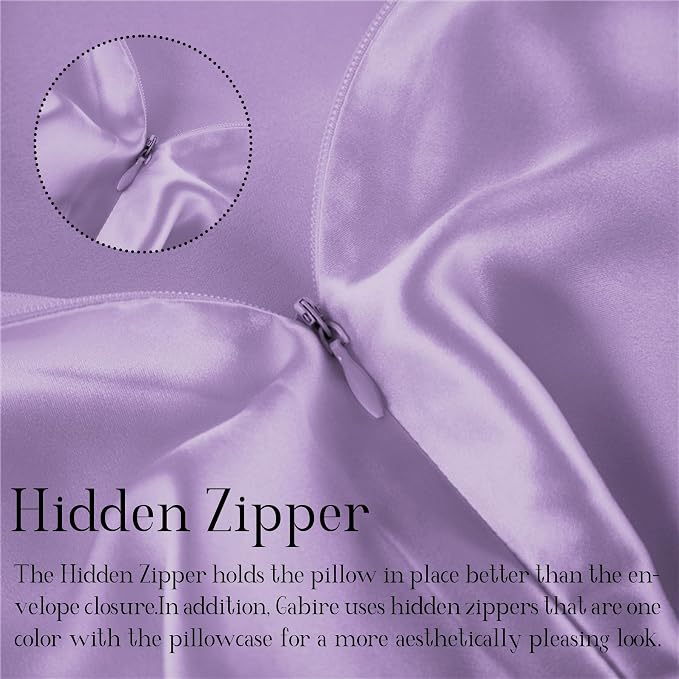 Gabire Mulberry Silk King Size Pillow Cases for Hair and Skin, Ultra Smooth Cooling Acne Pillow Case with Hidden Zipper Both Sides Real Silk Pillow Cases King (20"×36"), Lavender