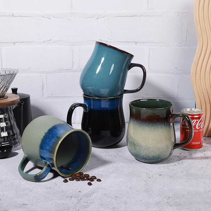 28 Oz Extra Large Ceramic Coffee Mug with Big Handle, Handmade Glazed Oversized Tea Cup for Office and Home, Microwave and Dishwasher Safe, Jumbo Coffee Mugs for Hot and Cold Drinking (Starry Blue)