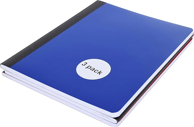 Mintra Office Poly Composition Book (3 Pack, Black Blue Red)