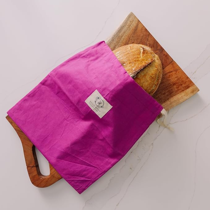 Bee’s Wrap Beeswax Bread Bag - 2 Meadow Magic Reusable Beeswax-Lined Bread Storage Bags - Breathable & Sustainable Homemade Bread Saver - Plastic Free Eco-Friendly Alternative