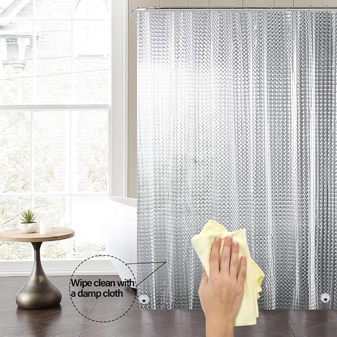Plastic Shower Liner - Premium EVA 4G Shower Curtain Liner with Rustproof Grommets and 3 Weighted Magnets, Waterproof Shower Curtains for Bathroom (3D Cat-Eye, 72"*72")