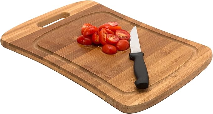 Kitchen Details Large Curved Bamboo Cutting Board, Dual Sided, Ultra Thick Cut Resistant