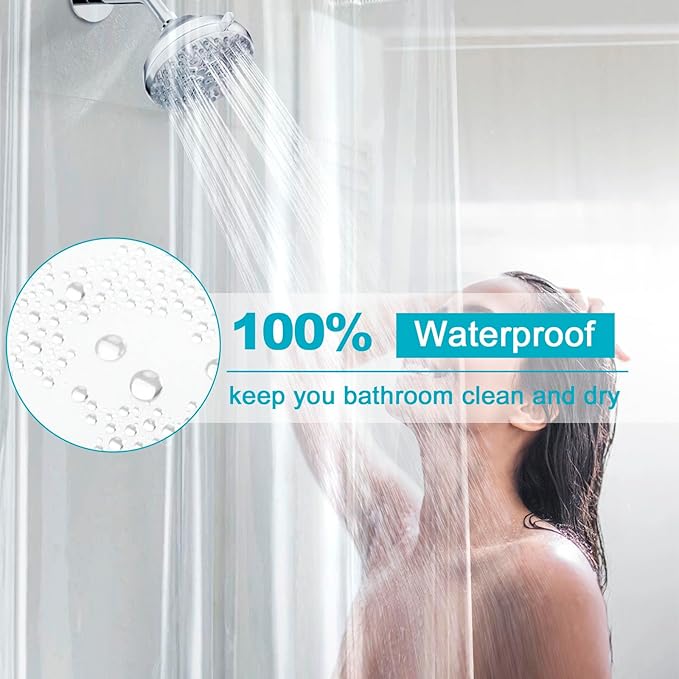 EurCross 96 inch Extra Wide Clear Shower Curtain Liner,Waterproof Heavy Duty PEVA Transparent Shower Liner 96x72 inch with 5 Magnets and 16 Plastic Hooks