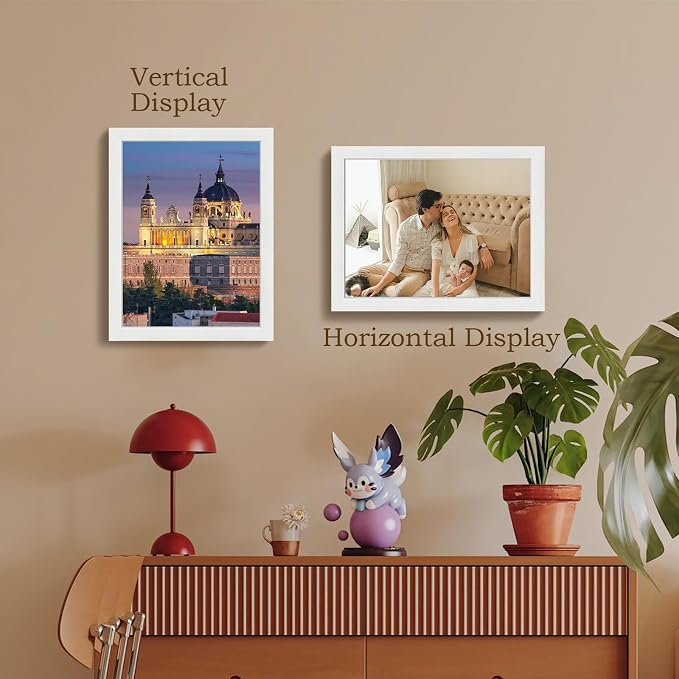 VCK 11x14 Picture Frame White - 2 Pack, Gallery-Quality Wood Poster Frames, 1.1-Inch Wide Border, Polished Plexiglass, Vertical or Horizontal Wall Display for Photo/Certificates/Prints, White