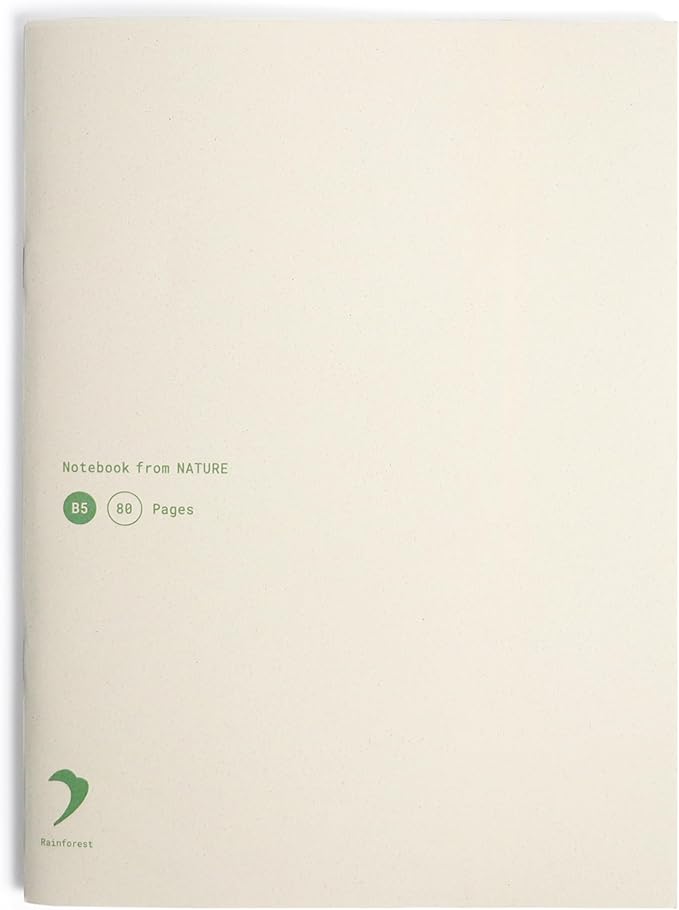 Nature Collection Notebook, 80 Pages, Premium Italian Favini Paper, Fruit-Residue Cover, Recycled Writing Paper, Flat-Lay Saddle Stitch Journal, Bookmark Belly Band(Forest)
