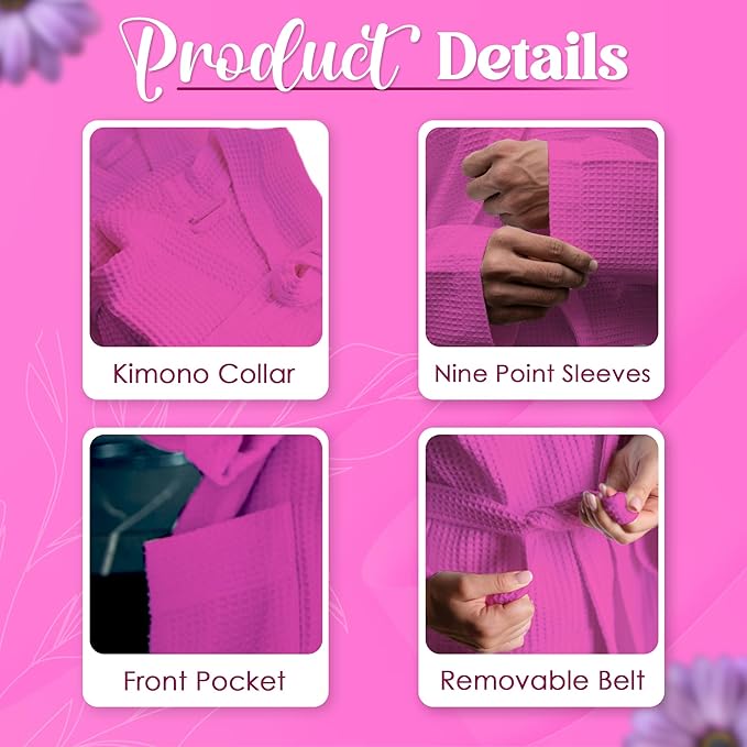Waffle Knit Lightweight Kimono Spa & Bath Robes for Women and Men - Quick Dry - Soft