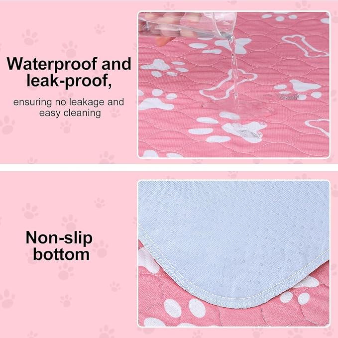 BEAUTYZOO Washable Pee Pads for Dogs, 72" x 72" Extra Large Reusable Puppy Pads, Absorbent Potty Training Dog Mats, Non-Slip Pet Whelping Pads for Incontinence, Housebreak, Crate, Bed, Playpen, Pink