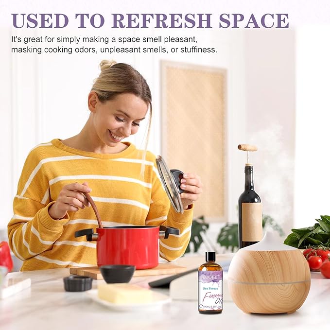 EUQEE Sea Breeze Fragrance Oil 100ml, Essential Oil for Diffuser, Candle Making, Soap Making, Laundry, Home Aromatherapy DIY Craft Supplies(3.38Fl Oz)