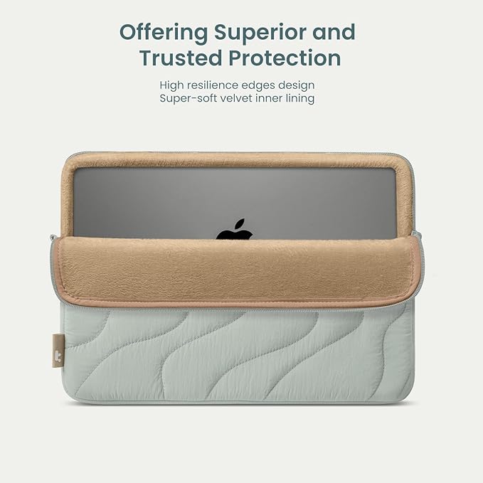 tomtoc 360 Protective Puffy Laptop Sleeve Set for 15-inch MacBook Air M5/A3448 (2026), M4/A3241, M3/A3114, M2, Quilted Soft Puffer Bag with a Tech Pouch for 15" Surface Laptop 7(Copilot+ PC)/6/5/4/3
