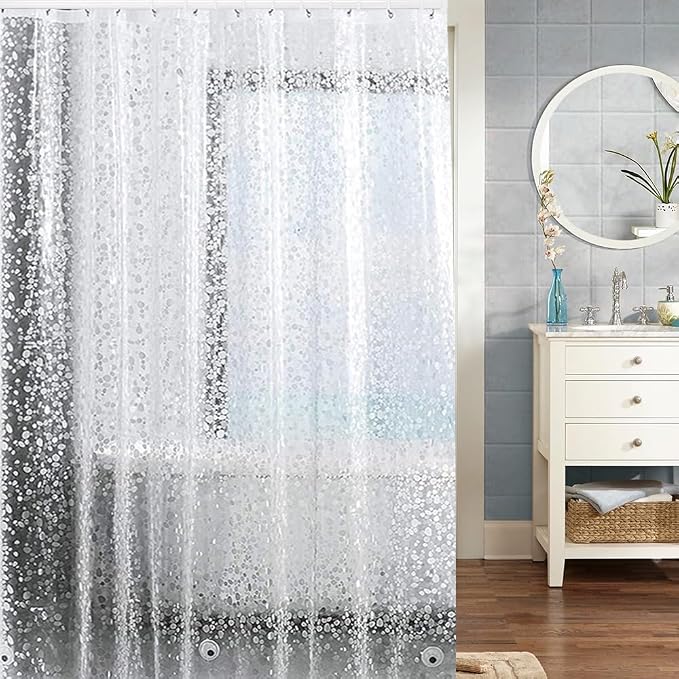 Plastic Shower Liner - Premium EVA 4G Shower Curtain Liner with Rustproof Grommets and 3 Weighted Magnets, Waterproof Shower Curtains for Bathroom (Cobblestone)