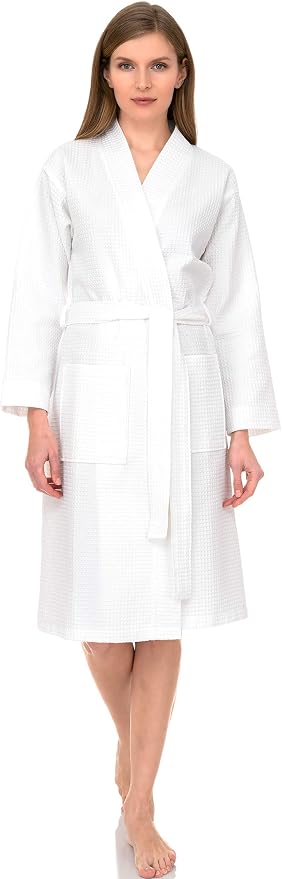 TowelSelections Women's Waffle Bathrobe 100% Cotton Soft Kimono Spa Bath Robe