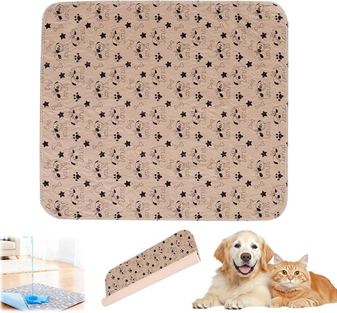 Puppy Pads with Pheromones,Washable Puppy Pee Pads for Dogs,Reusable Puppy Pads Washable for Dogs & Cats, Washable,Durable Leak-Proof & Anti-Slip Pet Training Pads for Home & Trave(Brown-1, S)