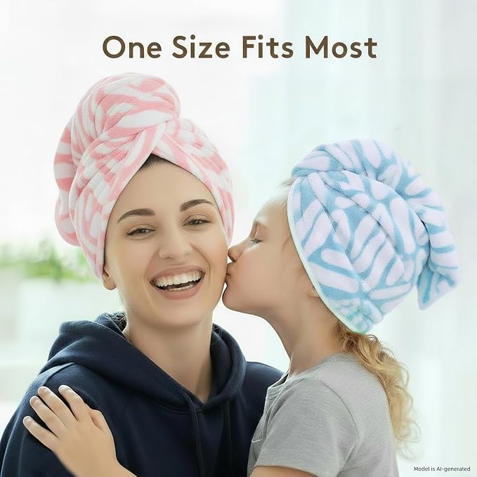 2-Pack Women's Microfiber Hair Towel Wrap: 50% Faster Drying, Ultra - Absorbent & Anti - Frizz for Long and Curly Hair! 16 * 26 Inches Oversized, Lightweight for Travel, Gym, Spa & Home Use