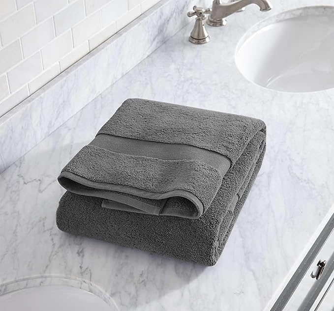 100% Organic Cotton Towels 650 GSM Plush Feather Touch Quick Dry Bath Towel, GOTS Certified, Oeko-Tex Green Certified, Organic Cotton,Sharkskin Grey,1 Piece Bath Towel, 30"X58"