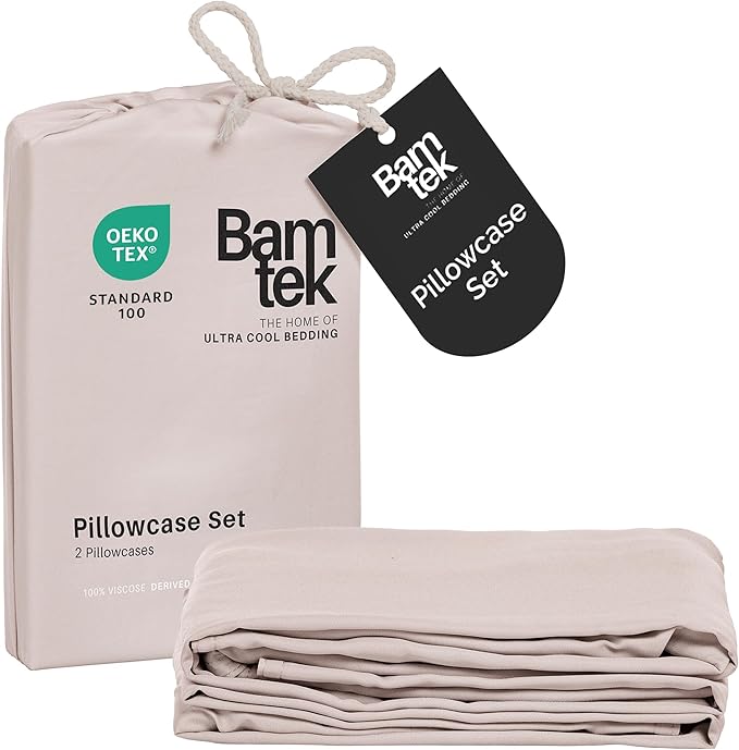 Pillow Cases King Size Set of 2 Pillowcases 100% Viscose from Bamboo Cooling Pillowcases, Soft & Breathable Pillow Case with Envelope Closure, Pink Pillow Cases (Blush)