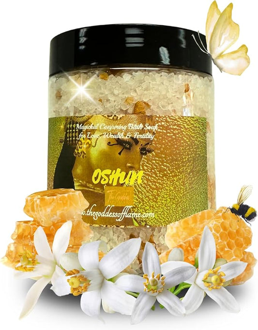 Oshun Bath Salts – Spiritual Cleansing Ritual Bath Soak – Goddess of Love & Abundance Inspired – Witchcraft, Wiccan, Pagan & Metaphysical Bath Supplies 12oz