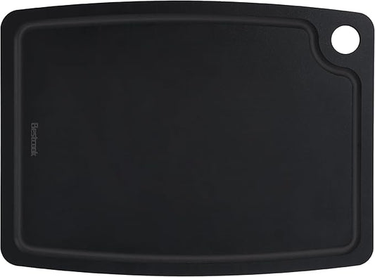 Cutting Board for Kitchen 11.8x9.3Inch Wood Fiber Composite Cutting Board with Juice Groove and Non-slip Feet, Dishwasher Safe, Knife-Friendly Chopping Board for Meat, Bread, Fruit, Black