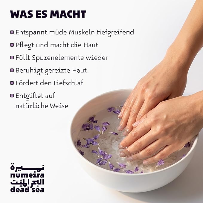 Dead Sea Salts for Soaking - Relaxing Salt Bath Soak for Body Rejuvenation - Natural Mineral Salts - Coarse Dead Sea Salt Bath Salts for Women & Men w/Lavender Infused Essential Oil (2.2lb)