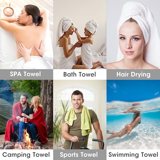 JML Microfiber Bath Towels Set of 2, 30" x 60", Large Bathroom Towel Oversized, Soft, Super Absorbent Fast Drying for Shower Sauna Swimming Hair Wrap, Beach, Sport, Fitness, Yoga (White)