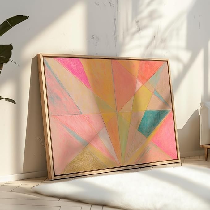 Monem Art Colorful Geometric Abstract Painting Print - Pastel Art Deco Style Art Poster - Wall Decor for Living Room, Bedroom or Office - 24x32 Unframed Wall Art by Renee Stramel