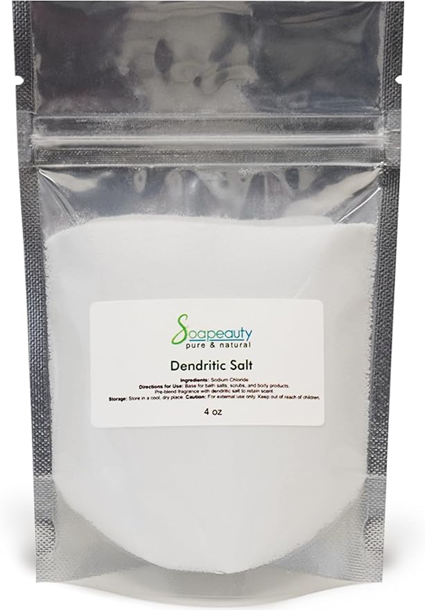 Soapeauty Dendritic Salt | Premium Fine Grain Bath and Body Salt for Scrubs, Exfoliants, and Milk Baths | High Absorption for Fragrance Oils and Essential Oils | 4 oz