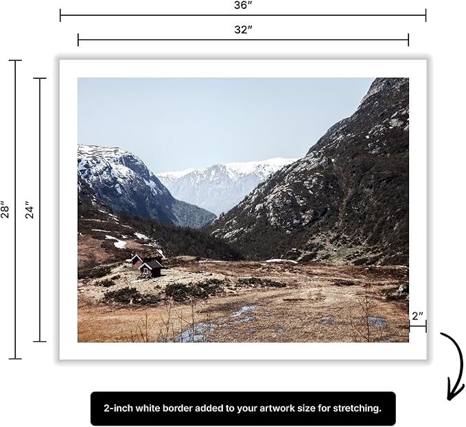 Monem Art Scandinavian Mountain Cabin Landscape Photography Print - Nordic Nature Scenic Art Poster - Wall Decor for Living Room, Bedroom or Office - 24x32 ROLLED CANVAS Wall Art by Mareike Bohmer