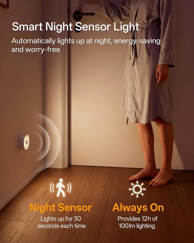 Homelist 4 Pack Small Rechargeable Motion Sensor Light, COB Light Source Puck Lights Rechargeable, 100LM Motion Sensor Night Light for Bedroom Bedside, Cabinets, Kitchen Counter, Hallway, Stairs