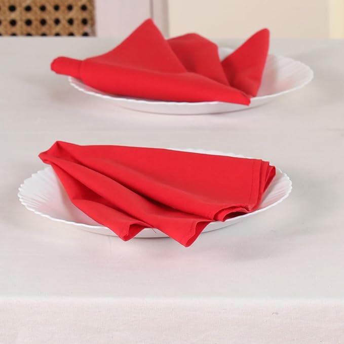 Cloth Napkins Set of 12, 100% Cotton Fabric Reusable Dinner Napkins, 18 x 18 Inch Washable Table & Kitchen Napkins for Everyday Dining, Entertaining, Home & Restaurant Use, Red