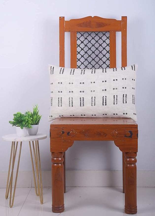 Trade Star Hand Block Print Throw Pillow Cover 100% Cotton Pillow Cover Indian Handwoven Decorative Fall Decor Cushion Cover for Living Room (Ivory (Blossom), 14X22 Inch)