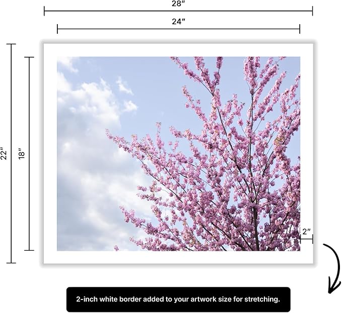 Monem Art Cherry Blossom Spring Sky Photography Print - Floral Nature Art Poster - Wall Decor for Living Room, Bedroom or Office - 18x24 ROLLED CANVAS Wall Art by Mareike Bohmer