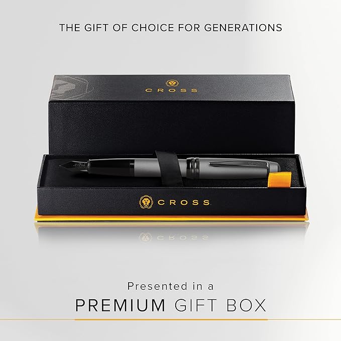 Cross Bailey Matte Gray Lacquer Fountain Pen with Polished Black PVD Appointments