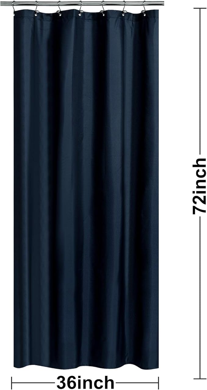 N&Y HOME Fabric Shower Curtain or Liner 36 x 72 Inches Bath Stall Size with 2 Bottom Magnets, Hotel Quality, Washable, Water Repellent, Navy