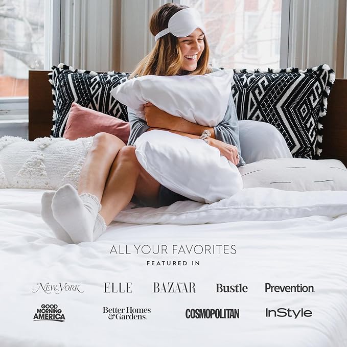 Tafts Silk Pillow Cases - 22mm 100% Pure Mulberry 6A Silk Pillowcase for Hair & Skin with Envelope Closure, Cooling, Natural, Organic, Double Sided Silk Pillow Case (Cool White, Queen 20x30 2pc)