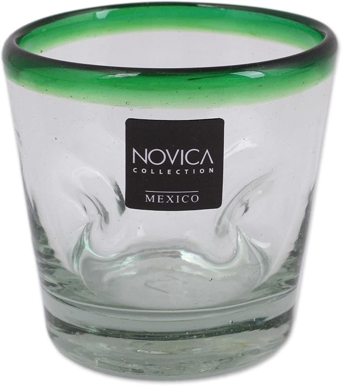 NOVICA 15788 Blown glass, 3.5" H x 3.5", green clear