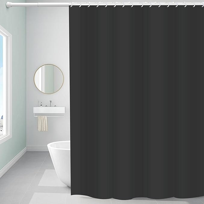 Plastic Shower Curtain Liner, Premium EVA 5G Black Shower Curtain, Shower Curtains for Bathroom with 3 Magnetic Weights and Rustproof Grommets (Black, 72x72 in)