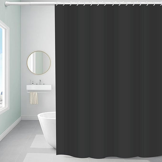 Plastic Shower Curtain Liner, Premium EVA 5G Black Shower Curtain, Shower Curtains for Bathroom with 3 Magnetic Weights and Rustproof Grommets (Black, 72x72 in)