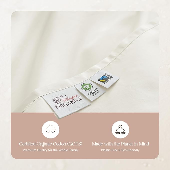 Certified Organic King Flat Sheet Only - 100% Organic Cotton Top Sheet with Luxurious Soft and Breathable 300 Thread Count Sateen Weave Finish - GOTS & Fairtrade Certified (Natural, King)