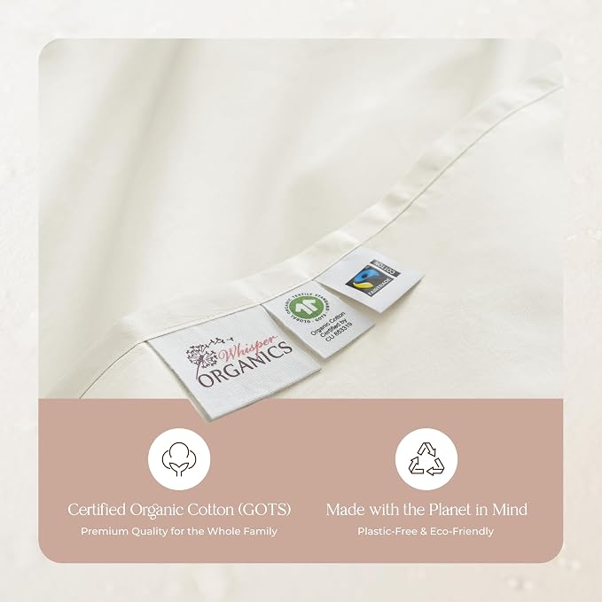 Certified Organic Full Flat Sheet Only - 100% Organic Cotton Top Sheet with Luxurious Soft and Breathable 300 Thread Count Sateen Weave Finish - GOTS & Fairtrade Certified (Natural, Full)