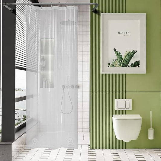 AmazerBath Long Stall Shower Curtain 36x84 Inches, Walk in Shower Curtain Plastic, Clear Shower Stall Curtain Heavy Duty Thick PEVA, Narrow Curtain with 2 Weighted Stones and 6 Grommet Holes