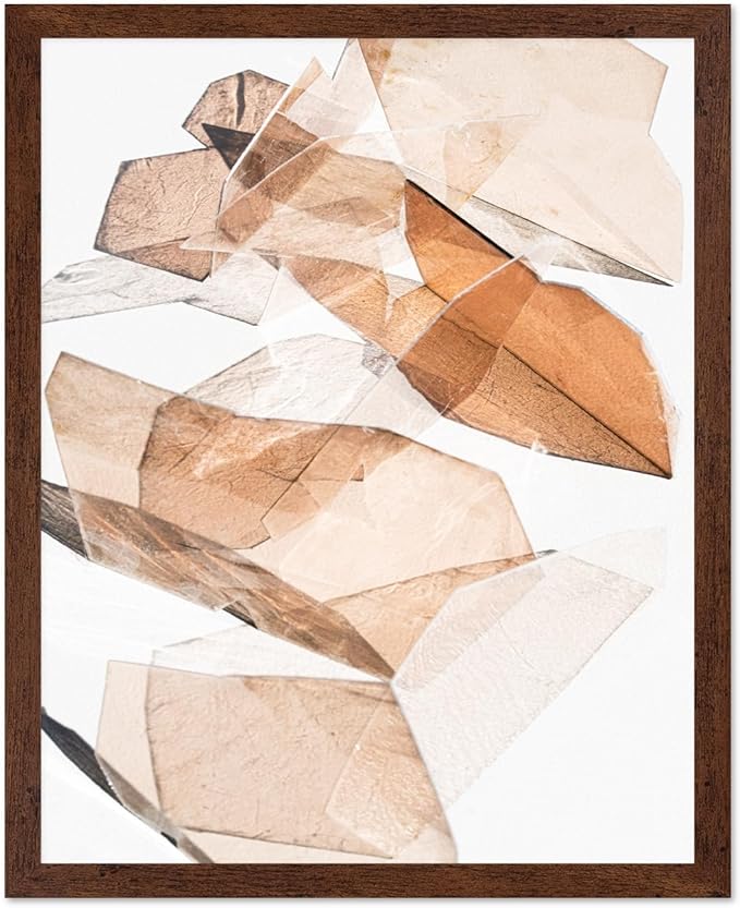 Monem Art Earthy Origami Paper Photography Print - Neutral Abstract Shapes Art Poster - Wall Decor for Living Room, Bedroom or Office - 12x16 Brown Framed Wall Art by Renee Stramel
