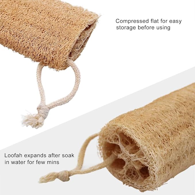 6 Pack Natural Loofah Sponges, 5 Inch Long Organic Real Loofah Exfoliating Body Scrubber Luffa Sponge Natural Loofah Bulk for Men Women in Bath Shower Deep Clean